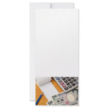Blank list with Yen and calculator Custom Rack Cards