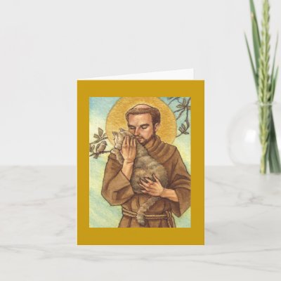 blank note card St Francis & cat