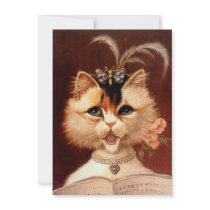 Blank Party Invitation Vintage Parlor Cat Singing