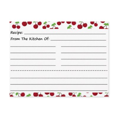 Blank Recipe Cards: Cherries Postcards