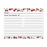 Blank Recipe Cards: Cherries Postcards