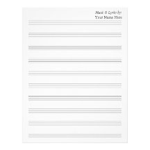 Blank Sheet Music 10 Stave Personalized Letterhead