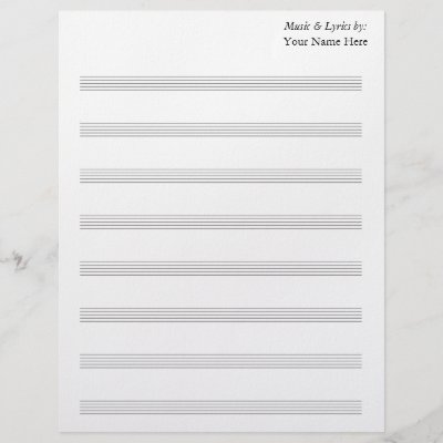 Blank Sheet Music 8 Stave Personalized Letterhead