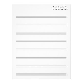 Blank Sheet Music 8 Stave Personalized Letterhead