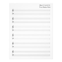 Blank Sheet Music  Piano Staves Letterhead Template