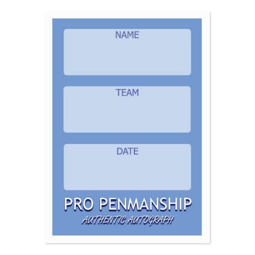 Blank Signature Card for baseball autographs! Business Card Templates (back side)