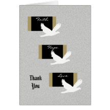 Blank Sympathy Thank You Note Card -- Doves
