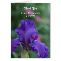 Blank Sympathy Thank You Note Card -- Iris
