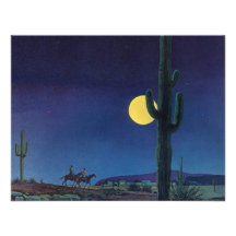 Blank West Southwest Saguaro Cactus Moonlight Ride Personalized Invitation