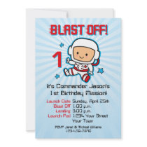 Blast Off 1st Birthday Invitation