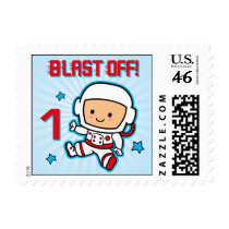 Blast Off 1st Birthday Postage