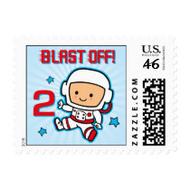 Blast Off 2nd Birthday Postage stamps