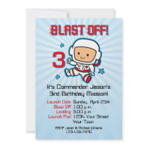 Blast Off 3rd Birthday Invitation invitations