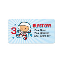 Blast Off 3rd Birthday Label labels