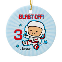 Blast Off 3rd Birthday Personalized Ornament ornaments