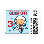 Blast Off 3rd Birthday Postage