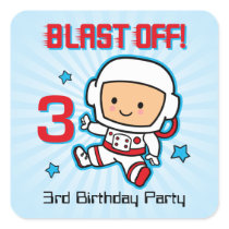 Blast Off 3rd Birthday Sticker stickers