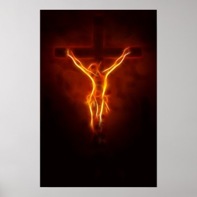 Blazing Jesus Crucifixion Posters by TheArtOfPamela