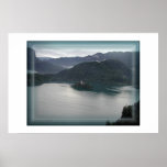 Bled lake, view from above with the castle poster