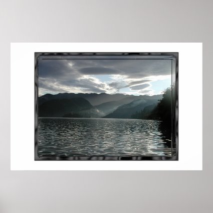 Bled lake, view in the dusk poster