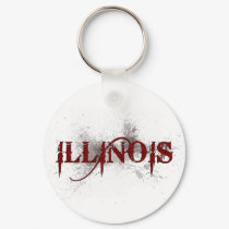 Bleeding Grunge Illinois Keychain by MugUSA Bleeding Grunge Illinois Keychain