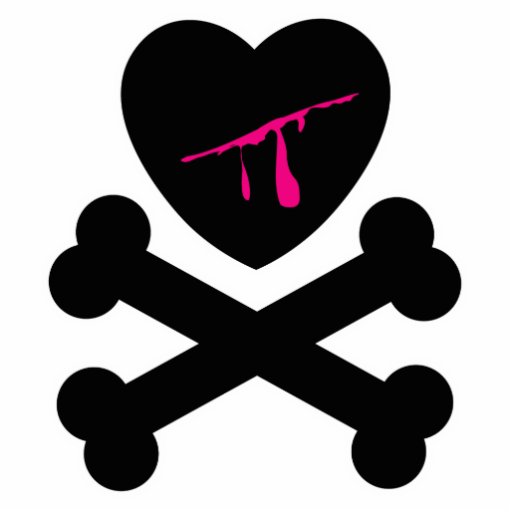 Bleeding Heart and Crossbones Acrylic Cut Out
