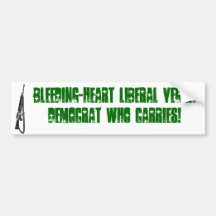 Bleeding-heart liberal vegan democrat who carries bumper stickers