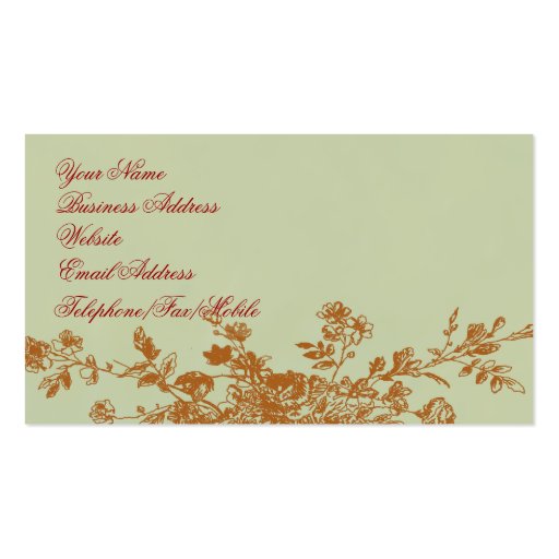 Blenheim Rose - Elegant Sage Green Business Cards (back side)