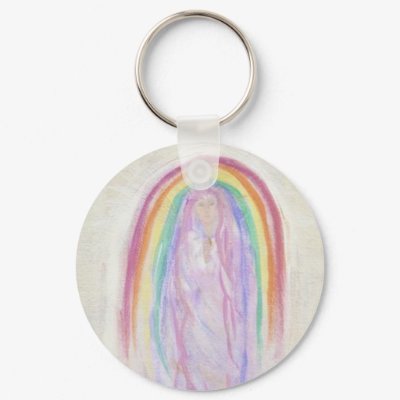 Blessed Angel of Rainbows Key Chain by harmonyart