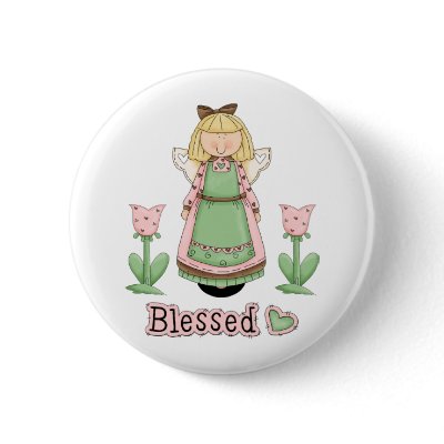 Blessed Blonde Angel Pinback Buttons by naturetees