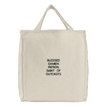 BLESSED DAMIEN PATRON SAINT OF OUTCASTS embroidered bags