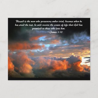 Blessed is the man who perseveres under trial, bec postcard
