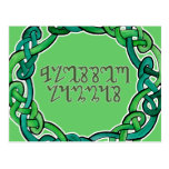 Blessed Lammas; Green Theban Script and Knotwork Post Cards