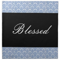 Blessed Napkin - Blue Damask