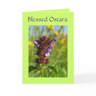 Blessed Ostara with flowers card