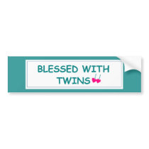 Blessed with Twins Two Hearts Bumper Sticker bumper stickers