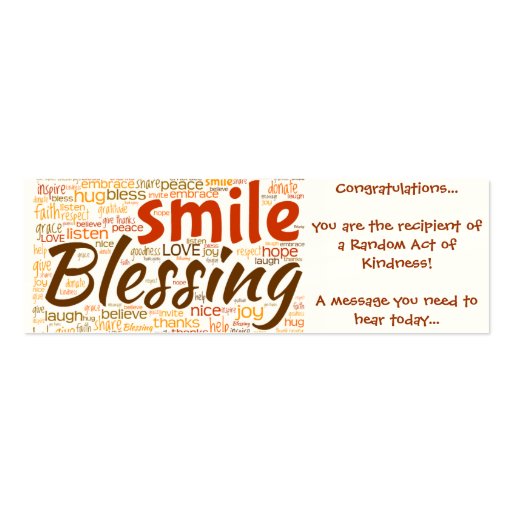 Blessing Card (Random Act of Kindness) Business Card Templates (front side)
