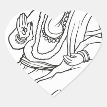 Blessing Ganesha - b/w version Heart Sticker
