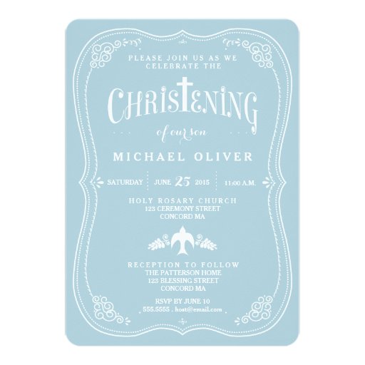 Blessings for Baby Boy Christening Invitation (front side)
