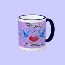 "Blessings of Happiness" Bluebird Mug mugs