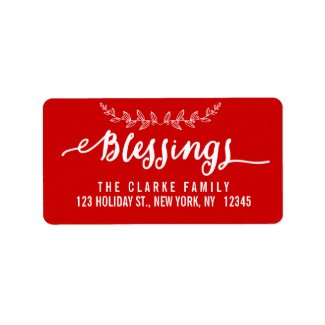 Blessings Red and White | Holiday Address Label