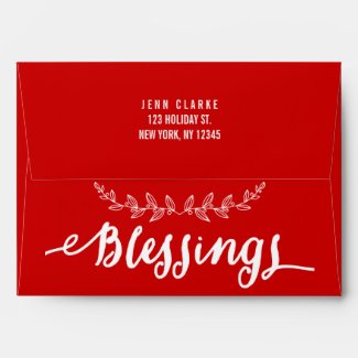 Blessings Red and White | Holiday Printed Envelope