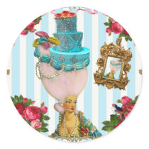 Bleu Cakes and Pink RoseTea for Marie Antoinette Round Sticker