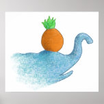 Blind elephant balancing a pineapple... posters
