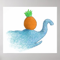 Blind elephant balancing a pineapple... print