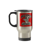 Blind Squirrel Travel Mug (Red Background) by CPRocket Blind Squirrel Travel Mug (Red Background)