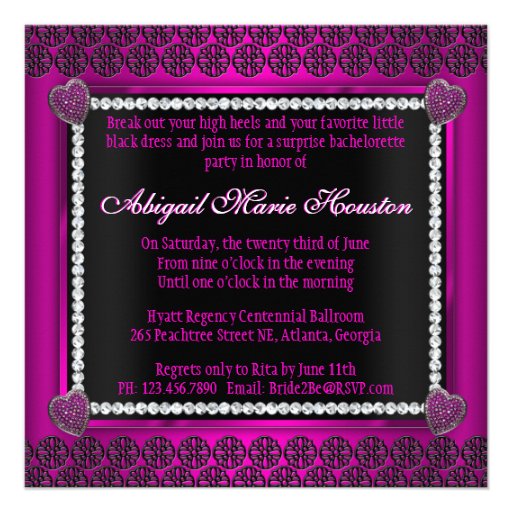 Bling and Bubbly Bachelorette Invite