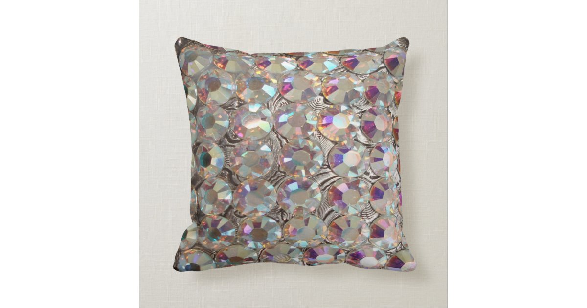 BLING BLING Iridescent Rhinestone Pillow Zazzle
