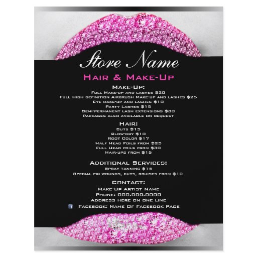 makeup price list template bling make up artist salon list of services custom makeup price list template bling make up artist salon list of services custom