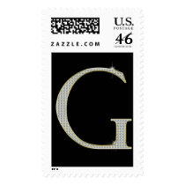 Bling Monogram Postage with Rhinestone Initial G stamps
